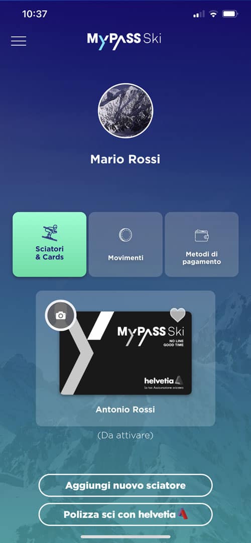 create an account, Skiers and Cards