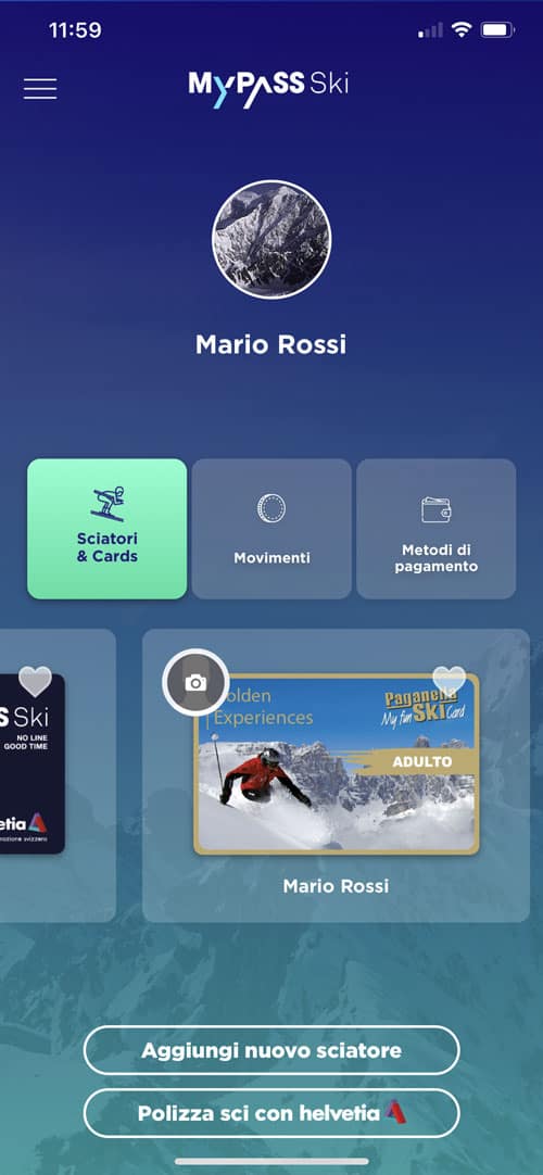 create an account, Skiers and Cards