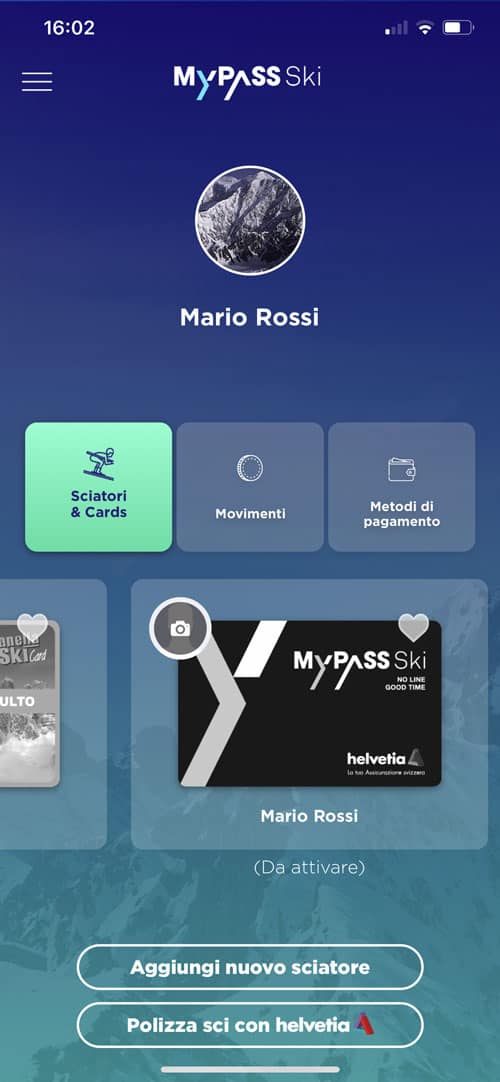 create an account, Skiers and Cards