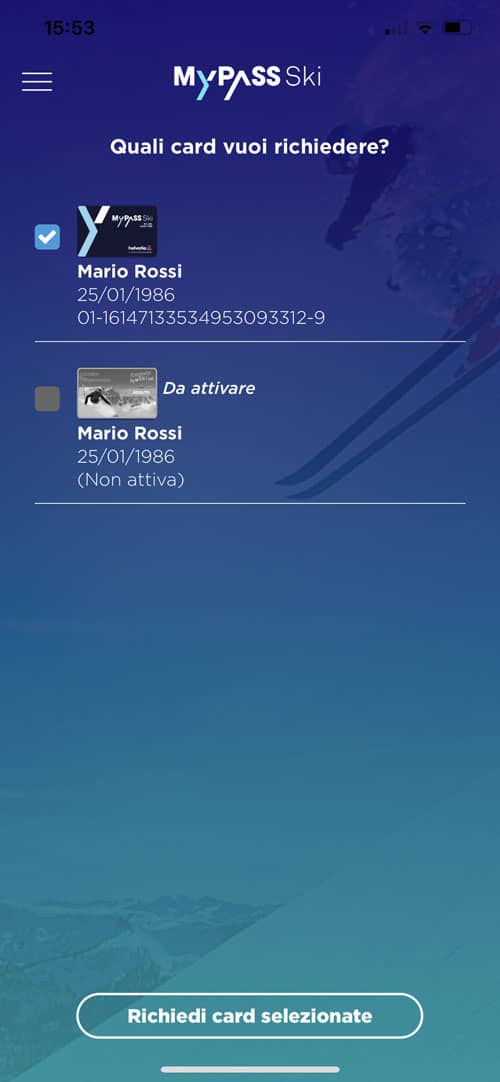 create an account, Skiers and Cards