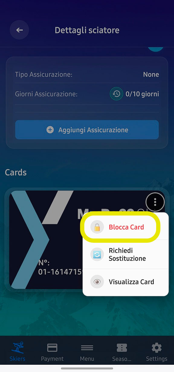 create an account, Skiers and Cards