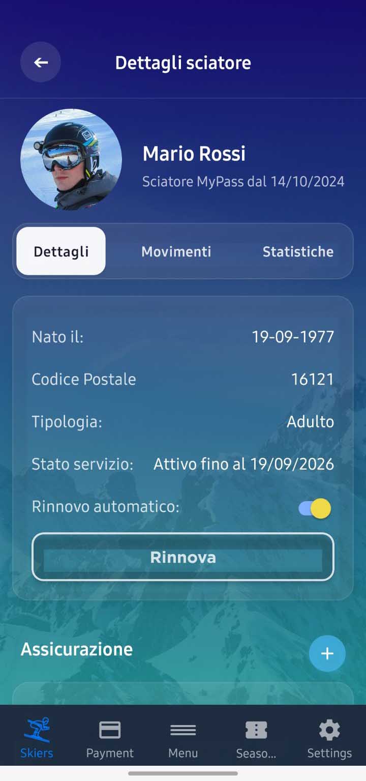 creare un account, Sciatori e Card